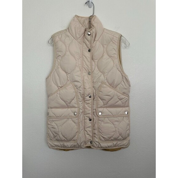 J. Crew Quilted Excursion Sleeveless Puffer Jacket Ivory White Size Small NEW - Picture 3 of 14